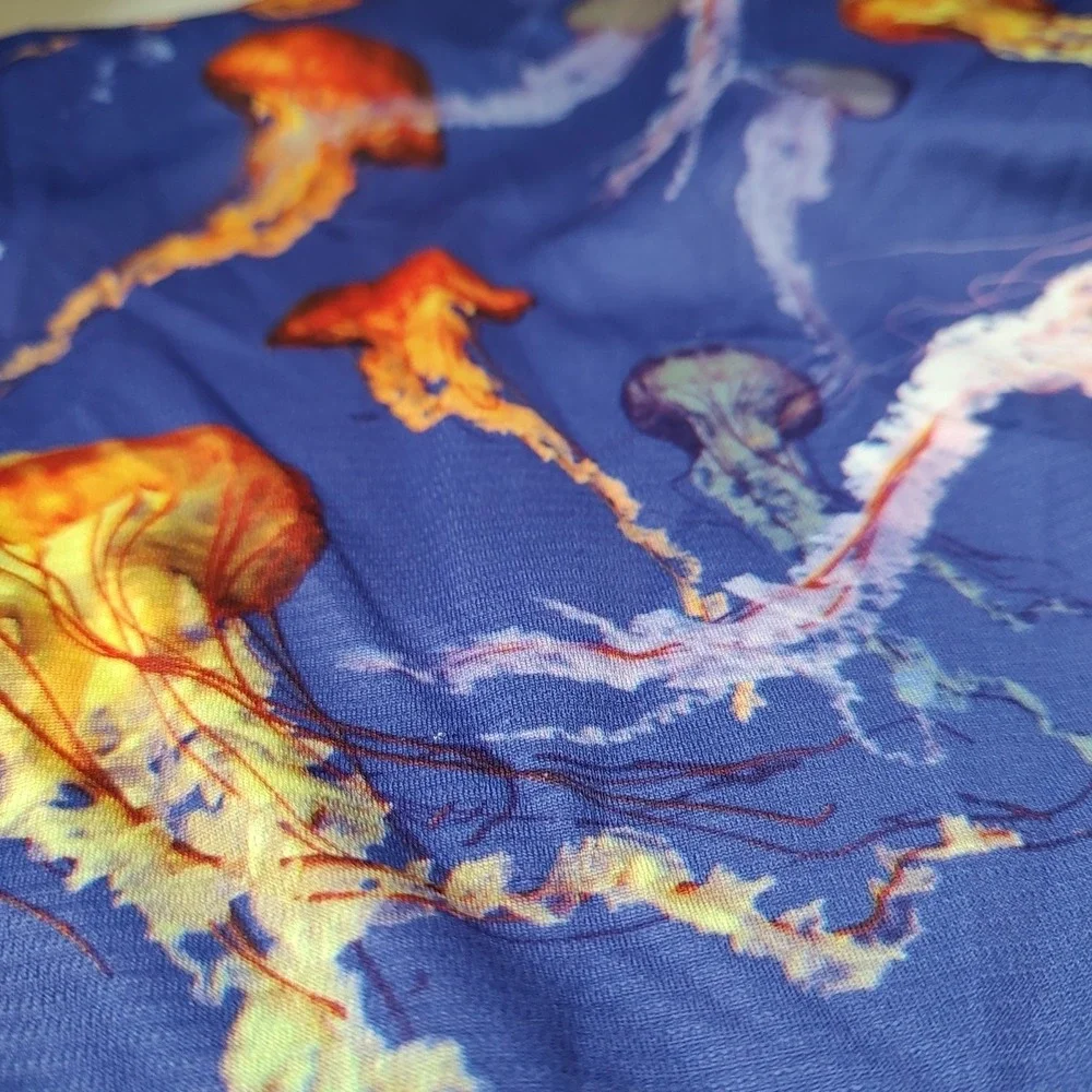 Reel Legends Rash Guard Swim Top‎ Sz 7  Vibrant Jellyfish Rip Stop Short Sleeve